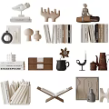 Modern Home Decorative Ornament Set with Books Vase Candle Holder and Minimalist Sculptures