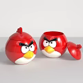 Red Angry Birds Shaped Storage Jars With Removable Lids And Expressive Faces 3d model