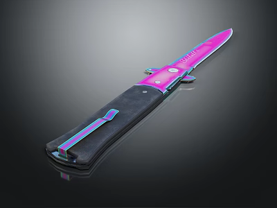 Modern Folding Knife Weapon With Pink Blade And Black Handle Design 3d model
