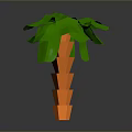 Creative Geometric Plant Design with Orange Layered Trunk and Green Leaves