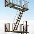 INDUSTRIAL LOFT STAIRS OUTDOOR CORROSION STAIRS 3d model