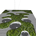Creative Garden Landscaping With Circular Grass Areas White Pathways Seating And Green Plants