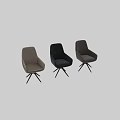 Beige Upholstered Dining Chair With Armrests And Black Tripod Base Modern Design