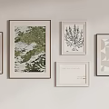 Diverse Framed Wall Art Collection With Abstract Nature And Geometric Prints 3d model