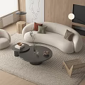 Modern White Sofa Coffee Table Set With Round Table Pillows Area Rug And Armchair