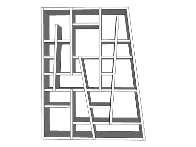 Modern Minimalist Bookcase Design With Geometric Open Shelves And Multiple Compartments 3d model