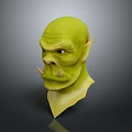 Detailed Green Fantasy Orc Creature Tusked Head 3D Character Model Render
