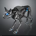 Silver Mechanical Cat With Blue Eyes Metallic Structure And Futuristic Joint Lights