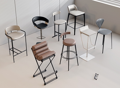 Metal Bar Chair Leather Bar Chair Fabric Bar Chair Solid Wood Bar Chair 3d model