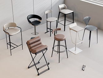 Metal Bar Chair Leather Bar Chair Fabric Bar Chair Solid Wood Bar Chair 3d model