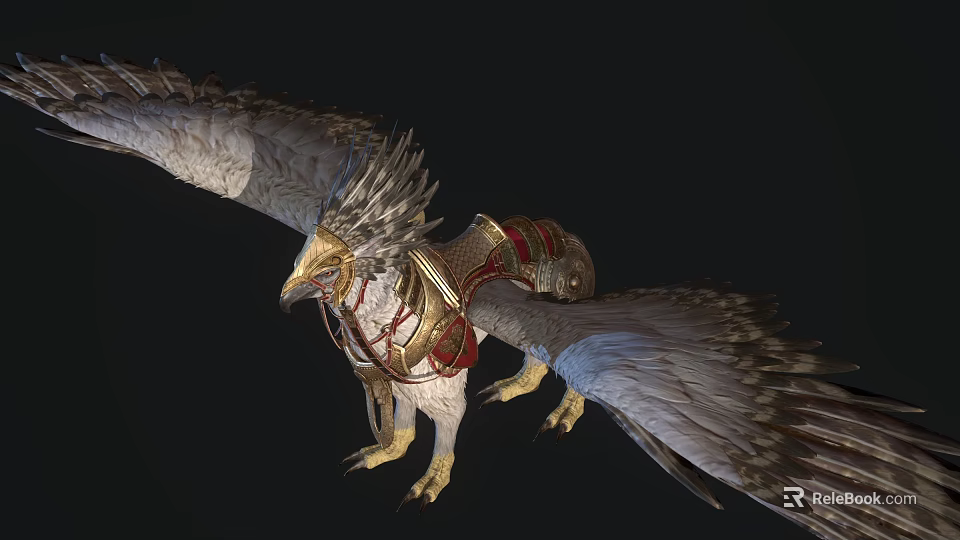 Majestic Mythical Eagle With Ornate Saddle And Spread Wings As Fantasy Mount 3d model 