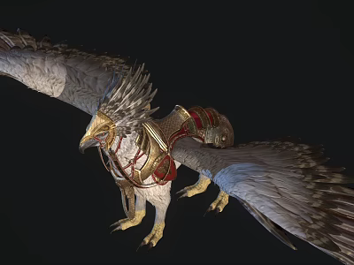 Majestic Mythical Eagle With Ornate Saddle And Spread Wings As Fantasy Mount 3d model