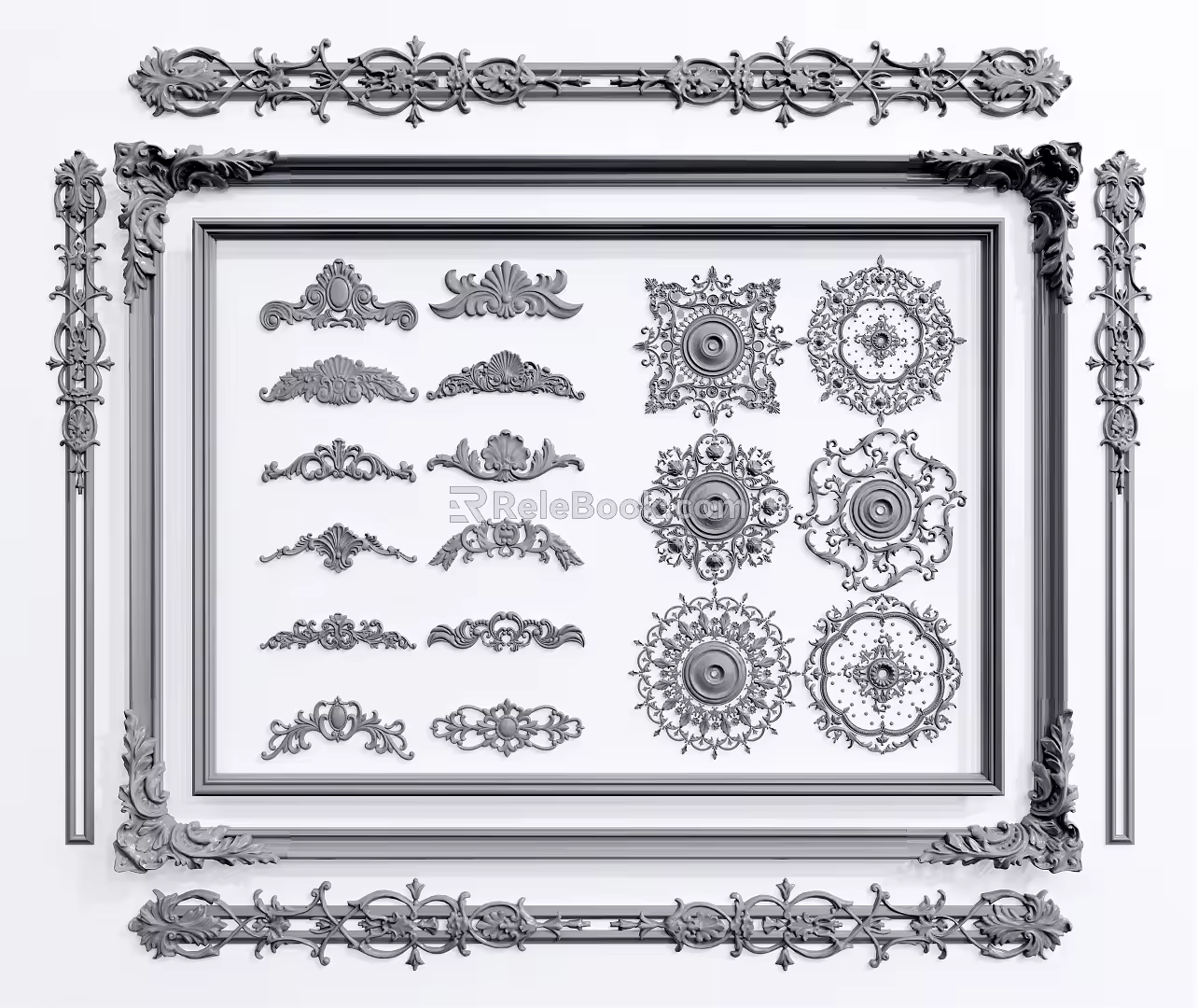 European-style Carved Gypsum Corner Gypsum Line 3d model