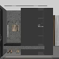 Modern Dark Shoe Cabinet With Drawers Hooks Bench And Decorative Wall Lighting