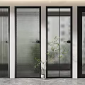 Modern Interior Hinged Doors With Various Glass Patterns And Black Frames 3d model