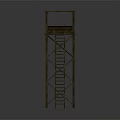 Wooden Observation Tower Featuring Ladder Elevated Platform And Support Beams Structure 3d model
