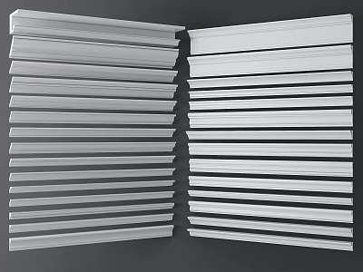 Various Types of Decorative Gypsum Moldings Arranged in Two Rows 3d model