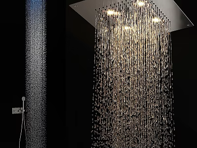 Modern Rainfall Shower Faucet With Cascading Water Flow And Brushed Metal Finish 3d model