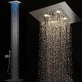 Modern Rainfall Shower Faucet With Cascading Water Flow And Brushed Metal Finish