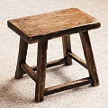 Rustic Wooden Stool With Square Seat And Cross Legs For Home Decor