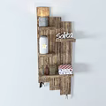 Nordic Wall Storage Rack Solid Wood Partition 3d model
