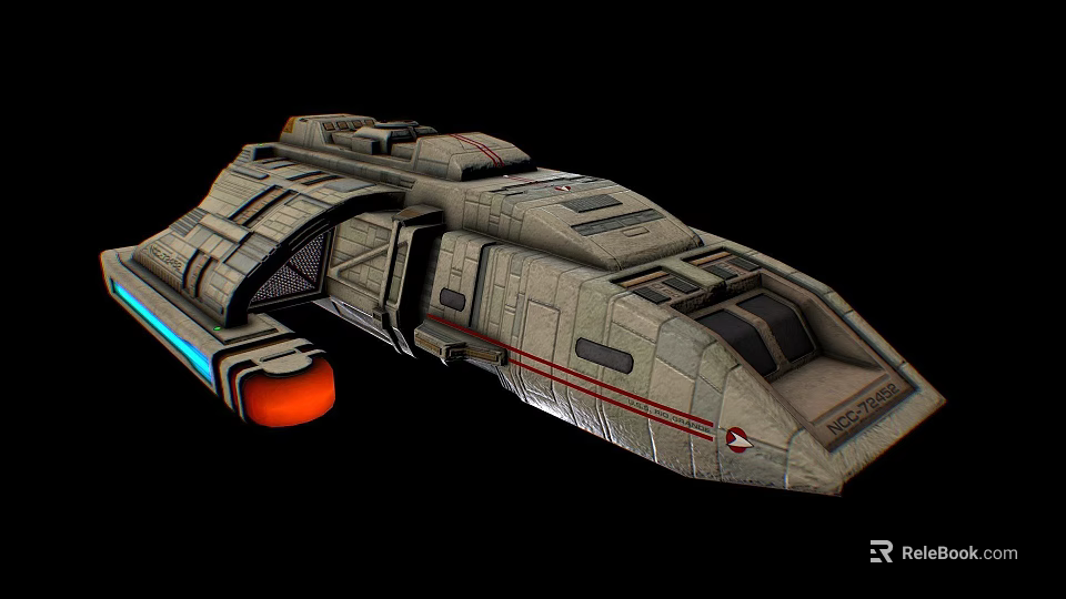 Sci Fi Spaceship Game Movie Character With Gray Body Red Accents And Blue Lights 3d model 
