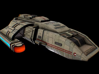 Sci Fi Spaceship Game Movie Character With Gray Body Red Accents And Blue Lights 3d model