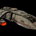 Sci Fi Spaceship Game Movie Character With Gray Body Red Accents And Blue Lights