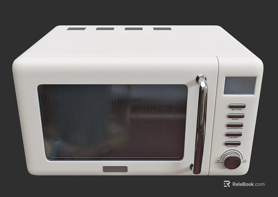 White Microwave Oven With Control Panel And Handle For Kitchen Use 3d model 