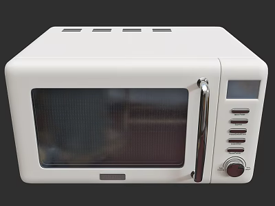 White Microwave Oven With Control Panel And Handle For Kitchen Use 3d model