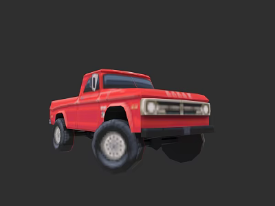Red Single Cab Pickup Truck With Large Tires And Classic Design 3d model