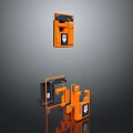 Orange Industrial Mechanical Components With Wall Mounted Device And Modular Parts