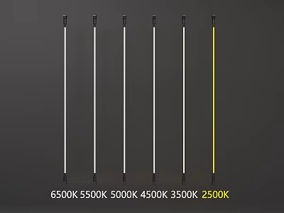Different Color Temperature LED Tubes Showing 6500K to 2500K Lighting Comparison 3d model