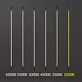 Different Color Temperature LED Tubes Showing 6500K to 2500K Lighting Comparison