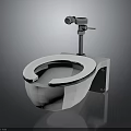 Sleek White Wall Mounted Toilet Design With Metal Flush Mechanism And Wall Bracket