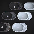 Modern Terrazzo Washbasins with Speckled Pattern and Oval Design in Black White Colors
