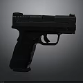 Black Modern Tactical Pistol With Green Sight And Detailed Grip Design