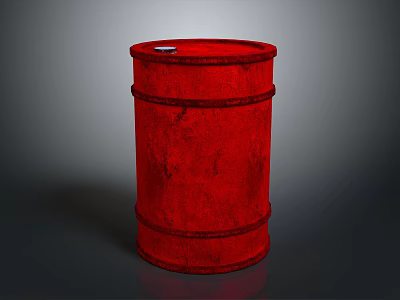 Red Metal Drum With Textured Surface And Glossy Finish On Gray Background 3d model