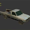 Old Rusty Blue And White Pickup Truck With Worn Exterior And Open Truck Bed