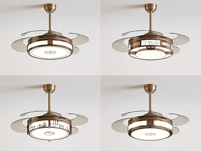 Modern Stylish Air Conditioning Fan with Ceiling Mounted Design Built in Light and Transparent Blades 3d model