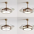 Modern Stylish Air Conditioning Fan with Ceiling Mounted Design Built in Light and Transparent Blades