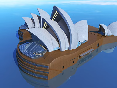 Waterfront Cultural Center Building With Iconic White Shell Roof And Modern Design 3d model
