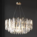 Modern Crystal Chandelier With Round Metal Frame And Transparent Crystal Pendants