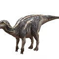 Realistic Striped Hadrosaur Dinosaur Standing Posture With Gray White Skin 3D Rendered