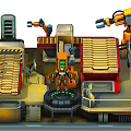 Modern Conveyor Isometric Mechanical Robot Assembling Conveyor 3d model
