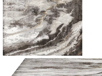 Modern Square Rug With Abstract Wave Pattern In Gray White And Gold Soft Texture 3d model