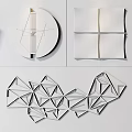 Abstract Modern Wall Decor With Various Geometric Forms In Blue Brown Black White 3d model