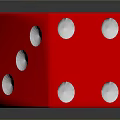 Two Red Dice With White Dots On Glossy Surface Showing Clear Reflections