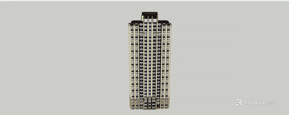 Tall Modern Residential Building With Multiple Windows And Classic Design 3d model 