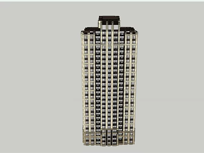 Tall Modern Residential Building With Multiple Windows And Classic Design 3d model
